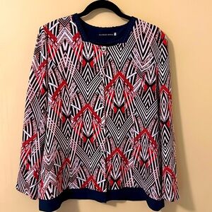 Patrice Breal Vintage Top Jacket Blue Red and White Size M